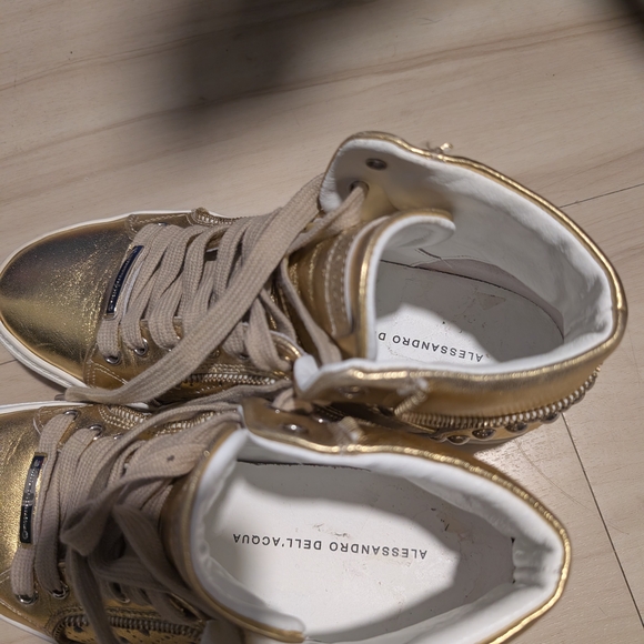Alessandro Dell’ Acqua Studded High-Top Leather Gold Sneakers - Picture 10 of 10
